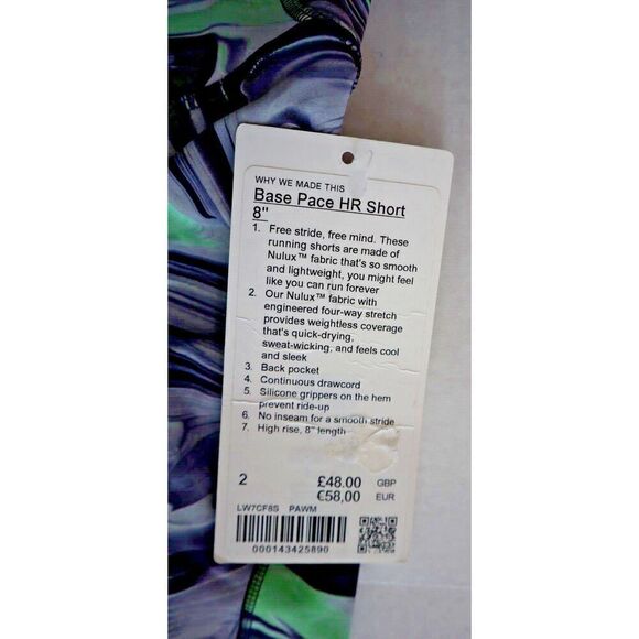 Lululemon LW7CF8S Women's Sz 2 Paint Warp Multi Base Pace High-Rise 8" Shorts - Picture 4 of 14
